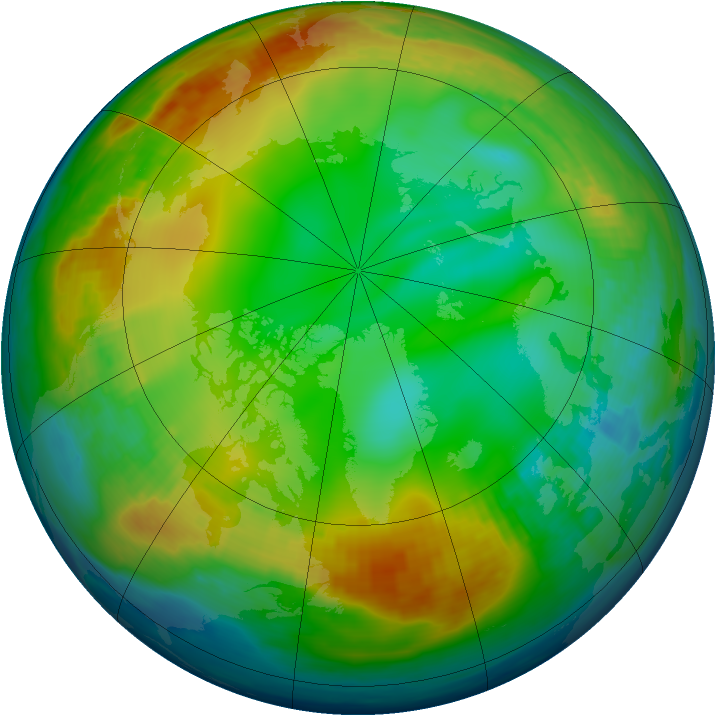 Arctic ozone map for 31 December 1989